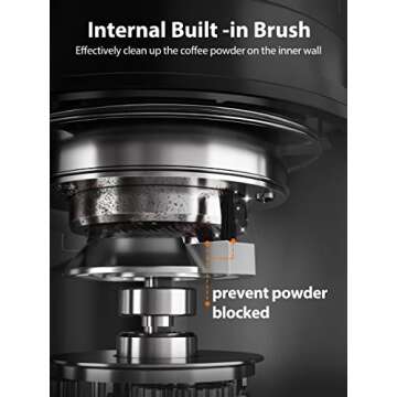 Aromaster Burr Coffee Grinder, Coffee Grinder Electric, Stainless Steel Coffee Bean Grinder, 48 Grind Settings, Espresso/Pour Over/Cold Brew/French Press Coffee Maker, Beige