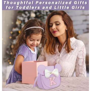 Aganmi Purple Toddler Purse Gifts for Girls Cute Small Crossbody Bags Chenille Letter Little Girl Purse Kids Wallet Toys Personalized Children's Day Halloween Christmas Birthday Present (Purple E)
