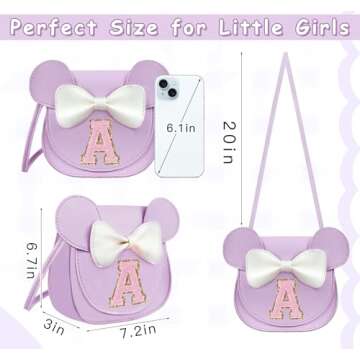 Aganmi Purple Toddler Purse Gifts for Girls Cute Small Crossbody Bags Chenille Letter Little Girl Purse Kids Wallet Toys Personalized Children's Day Halloween Christmas Birthday Present (Purple E)