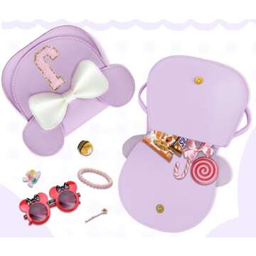 Aganmi Purple Toddler Purse Gifts for Girls Cute Small Crossbody Bags Chenille Letter Little Girl Purse Kids Wallet Toys Personalized Children's Day Halloween Christmas Birthday Present (Purple E)