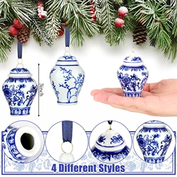 Classic Blue and White Ginger Jar Ornaments for Christmas