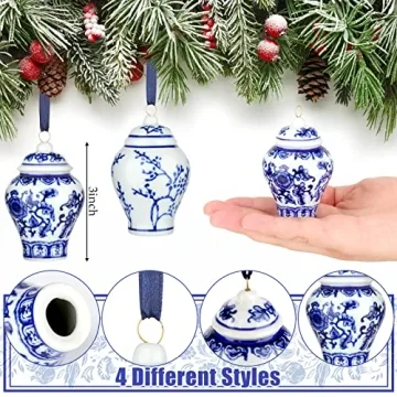 Classic Blue and White Ginger Jar Ornaments for Christmas
