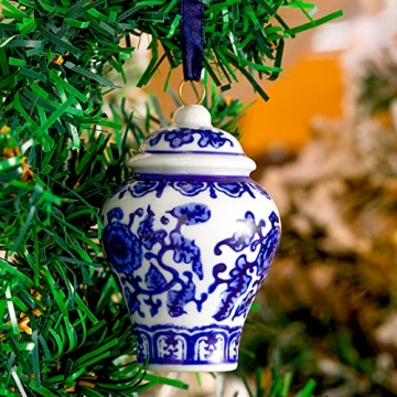Classic Blue and White Ginger Jar Ornaments for Christmas