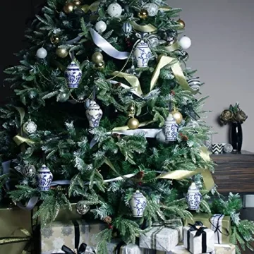 Classic Blue and White Ginger Jar Ornaments for Christmas