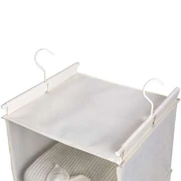 MAX Houser 4-Shelf Hanging Closet Organizer, Space Saver, Cloth Hanging Shelves with 2 Side Pockets, Foldable (Beige)