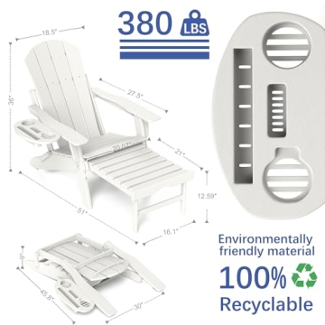 Comfortable FOOWIN Adirondack Chair with Ottoman