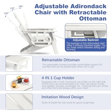 Comfortable FOOWIN Adirondack Chair with Ottoman