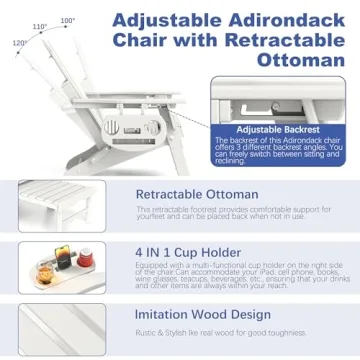Comfortable FOOWIN Adirondack Chair with Ottoman