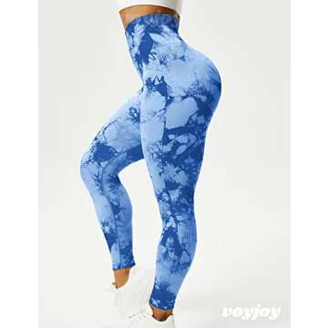 VOYJOY Tie Dye Seamless Leggings for Women High Waist Yoga Pants, Scrunch Butt Lifting Elastic Tights