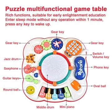 THISMY Early Development Baby Toys 6 to 12 Months,Activity Music Toys for Toddlers 11.8×11.8×12.2 ...