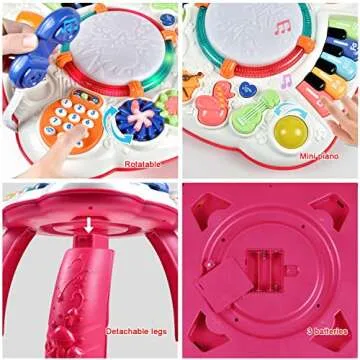 THISMY Early Development Baby Toys 6 to 12 Months,Activity Music Toys for Toddlers 11.8×11.8×12.2 Inches (Red)