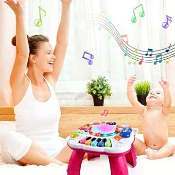 THISMY Early Development Baby Toys 6 to 12 Months,Activity Music Toys for Toddlers 11.8×11.8×12.2 Inches (Red)