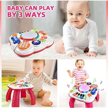 THISMY Early Development Baby Toys 6 to 12 Months,Activity Music Toys for Toddlers 11.8×11.8×12.2 Inches (Red)