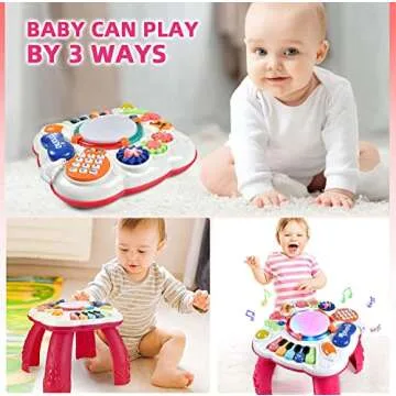 THISMY Early Development Baby Toys 6 to 12 Months,Activity Music Toys for Toddlers 11.8×11.8×12.2 Inches (Red)