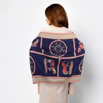 Stylish EXTREE Winter Warm Plaid Cashmere Scarf for Women