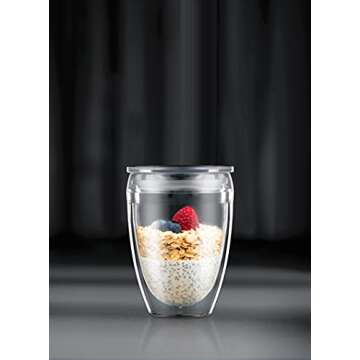 Stylish Bodum 10oz Double Wall Tumblers with Lid Set