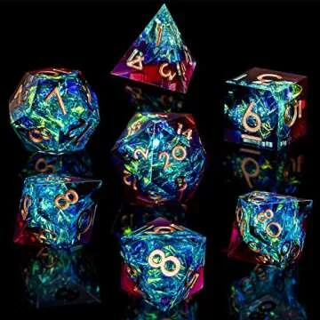 ARUOHHA Sharp Edges Resin Dice Set for Dungeons and Dragons - 7 Piece