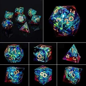 ARUOHHA Handmade Sharp Edges Polyhedral Dice Set