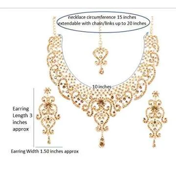 Touchstone NEW Indian Bollywood Fine Filigree Studded Look Sparkling Yellow Rhinestone Grand Bridal Jewelry Necklace Set In Gold Tone For Women.