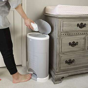 Diaper Dekor Plus Hands-Free Diaper Pail | Gray | Easiest to Use | Just Step – Drop – Done | Doesn’t Absorb Odors | 20 Second Bag Change | Most Economical Refill System |Great for Cloth Diapers