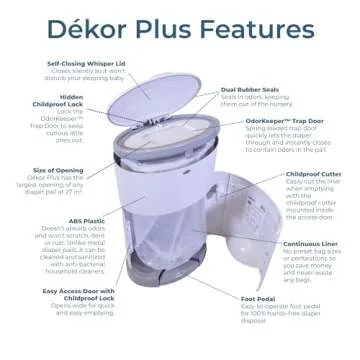 Diaper Dekor Plus Hands-Free Diaper Pail | Gray | Easiest to Use | Just Step – Drop – Done | Doesn’t Absorb Odors | 20 Second Bag Change | Most Economical Refill System |Great for Cloth Diapers