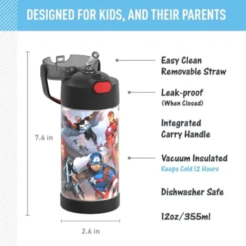 THERMOS Avengers 12 Ounce Kids Water Bottle