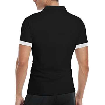KUYIGO Men's Short Sleeve Polo Shirts Casual Slim Fit Basic Designed Cotton Shirt Large Black