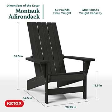 Keter Montauk Adirondack Chair with Weatherproof Finish, Outdoor Furniture for Entertaining by The P...