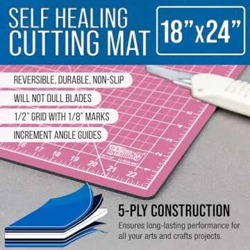 U.S. Art Supply 18" x 24" Pink/Blue Professional Self Healing 5-Ply Double Sided Durable Non-Slip Cu...