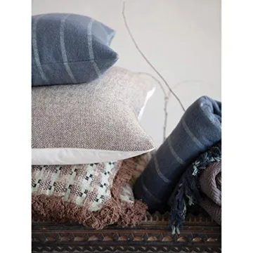 Creative Co-Op Woven Cotton Throw with Tassels in Iron Color