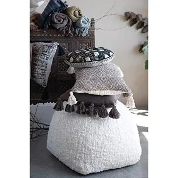 Creative Co-Op Woven Cotton Throw with Tassels in Iron Color