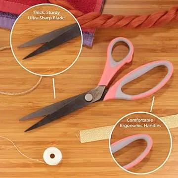 JubileeYarn Titanium Softgrip Scissors Set for Sewing, Arts, Crafts, Office - 1 Set of 3 - Pink