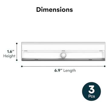 Brilliant Evolution Wireless LED Stair Lights with Motion Sensor - 3-Pack Battery Operated Night Light for Indoor Stairs, Hallways, and Closets - Stick On Motion Lights - 3000K Warm White - 7x2-Inch