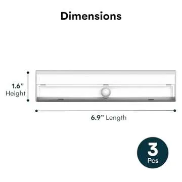 Brilliant Evolution Wireless LED Stair Lights with Motion Sensor - 3-Pack Battery Operated Night Light for Indoor Stairs, Hallways, and Closets - Stick On Motion Lights - 3000K Warm White - 7x2-Inch