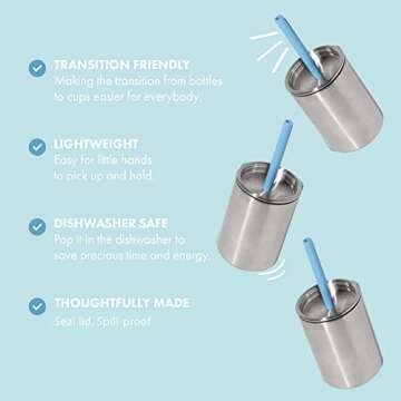 Avanchy 8oz Stainless Steel Baby Sippy Cup Spill-Proof Training Cup for Toddlers and Infants. Easy Grip and Leak-Proof Design - Green