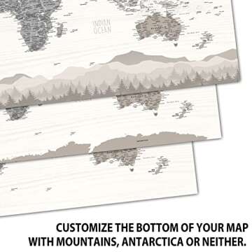 Holy Cow Canvas Personalized Farmhouse Push Pin World Map on Canvas, 3 Sizes, Includes Pins to Mark Travels, World Map Pin Board, Best Gifts for People Who Travel Gift for Travel Lovers