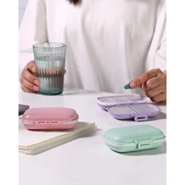 Compact MEACOLIA Travel Pill Organizer with 8 Compartments