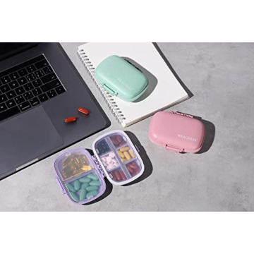 Compact MEACOLIA Travel Pill Organizer with 8 Compartments