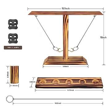 PXShpot Hook and Ring Game, Ring Toss Games for Adults, Outdoor Indoor Handmade Wooden Hook and Toss...