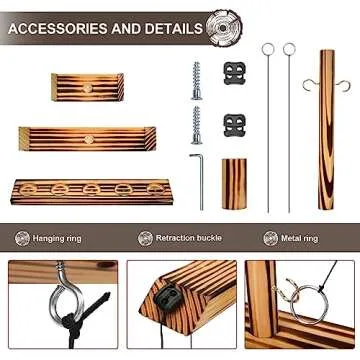 PXShpot Hook and Ring Game, Ring Toss Games for Adults, Outdoor Indoor Handmade Wooden Hook and Toss Games for Home, Party (Dark Brown)