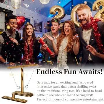 PXShpot Hook and Ring Game, Ring Toss Games for Adults, Outdoor Indoor Handmade Wooden Hook and Toss Games for Home, Party (Dark Brown)
