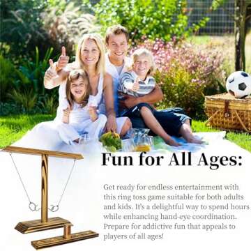 PXShpot Hook and Ring Game, Ring Toss Games for Adults, Outdoor Indoor Handmade Wooden Hook and Toss Games for Home, Party (Dark Brown)