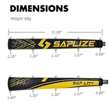 SAPLIZE Putter Grip Midsize Light Anti-Slip Pattern, Sap Lit V2, Yellow