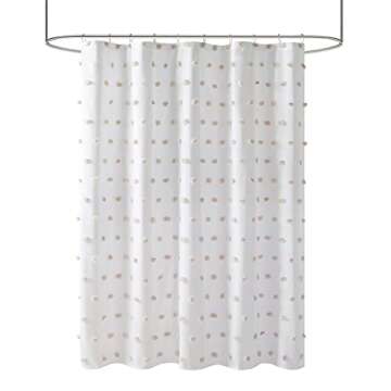 Madison Park Sophie Trendy Shower Curtain with Textured Pom-Poms Accent Modern Bathroom Décor, Mach...