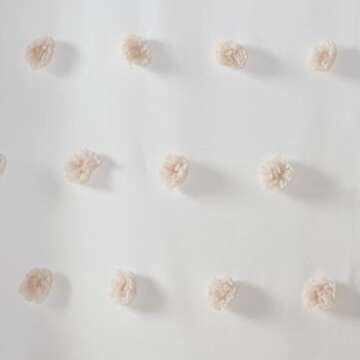 Madison Park Sophie Trendy Shower Curtain with Textured Pom-Poms Accent Modern Bathroom Décor, Machine Washable Bath Privacy Screen, 72 in x 72 in, White/Blush