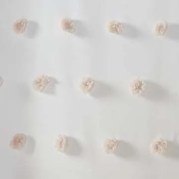 Madison Park Sophie Trendy Shower Curtain with Textured Pom-Poms Accent Modern Bathroom Décor, Machine Washable Bath Privacy Screen, 72 in x 72 in, White/Blush