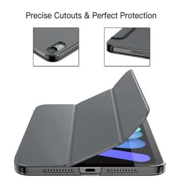 JETech Case for iPad Mini (A17 Pro, 2024 Model, 7th Generation) / Mini 6 (2021 Model, 6th Generation), Slim Stand Hard Back Shell Smart Cover with Auto Wake/Sleep (Space Gray)