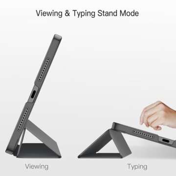 JETech Case for iPad Mini (A17 Pro, 2024 Model, 7th Generation) / Mini 6 (2021 Model, 6th Generation), Slim Stand Hard Back Shell Smart Cover with Auto Wake/Sleep (Space Gray)