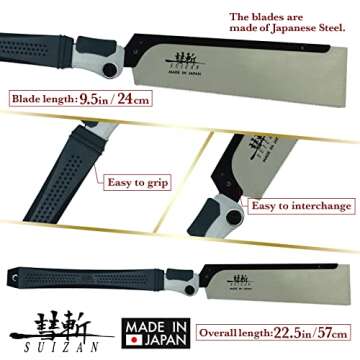 SUIZAN Folding Dozuki Dovetail Saw 9.5" Crosscut - Professional Japanese Pullsaw Handsaw Woodworking...
