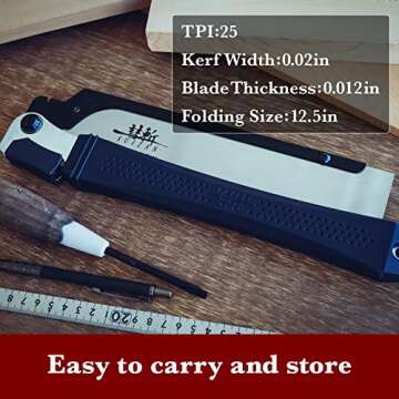 SUIZAN Folding Dozuki Dovetail Saw 9.5" Crosscut - Professional Japanese Pullsaw Handsaw Woodworking Tools